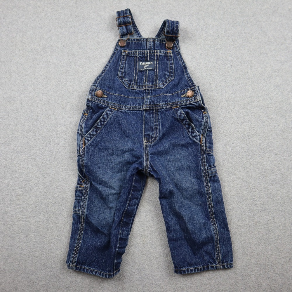 OshKosh B'gosh Overalls Baby Boy 12 Months Classic Blue Denim Utility Pocket